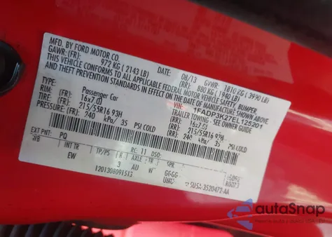 2014 Ford Focus Se из США, поврежденный, VIN 1FADP3K27EL125201